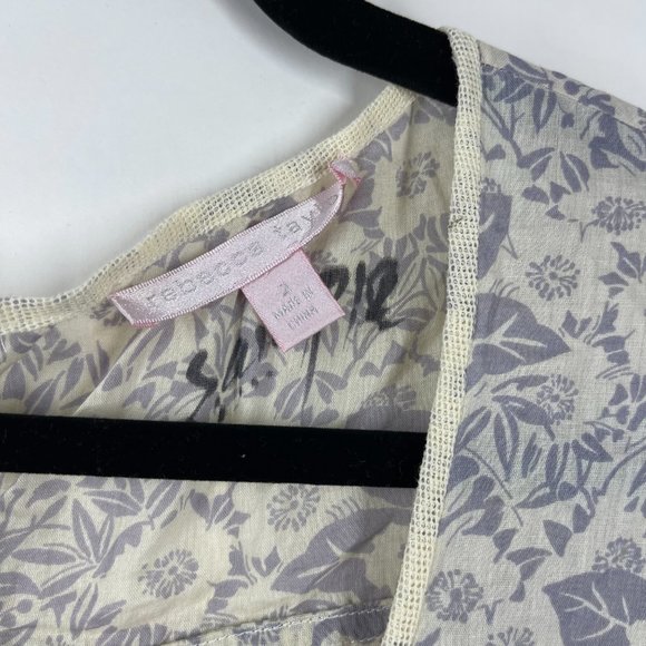 Rebecca Taylor Women's Floral Printed Keyhole Neck Sleeveless Lace Top Size 2 - Picture 2 of 4